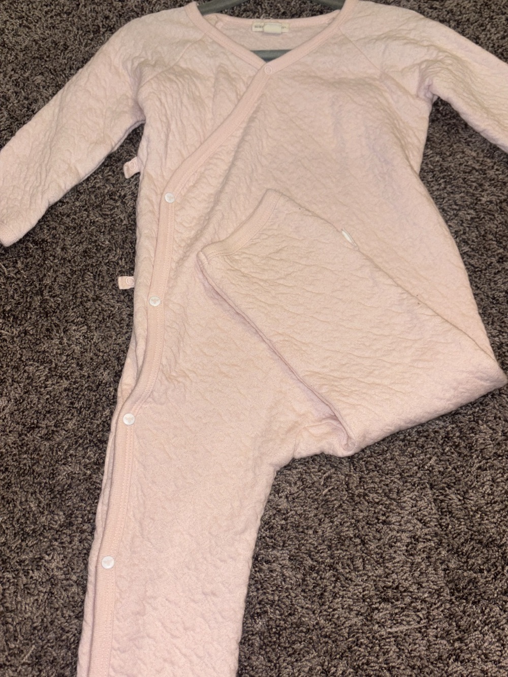 Baby Quilted One-Piece Romper - Light Pink